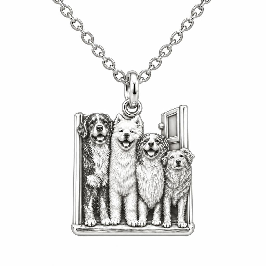 Waiting at the Door Charm Necklace Set – silver, front view