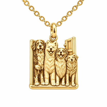 Waiting at the Door Charm Necklace Set – 18K gold, front view
