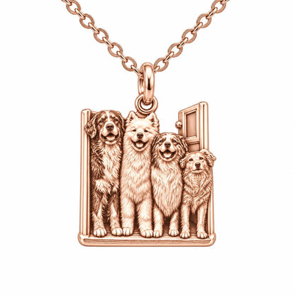 Waiting at the Door Charm Necklace Set – rose gold, front view