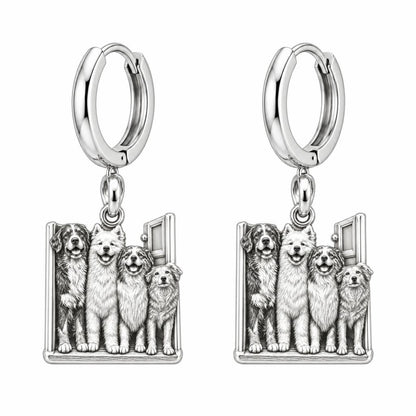 Waiting at the Door Huggie Charm Earrings – silver, front view