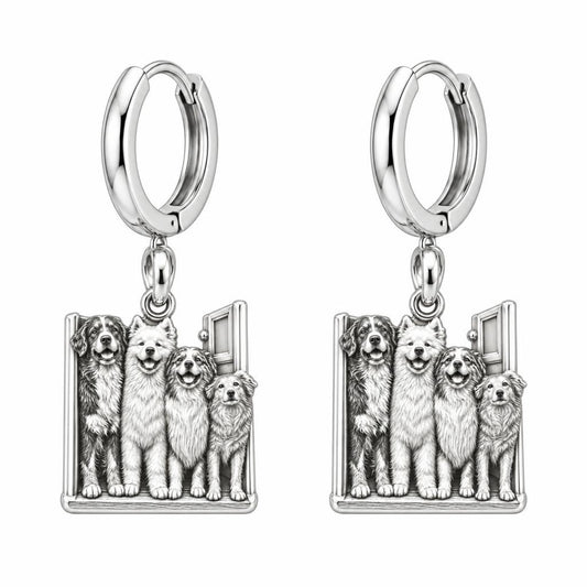 Waiting at the Door Huggie Charm Earrings – silver, front view