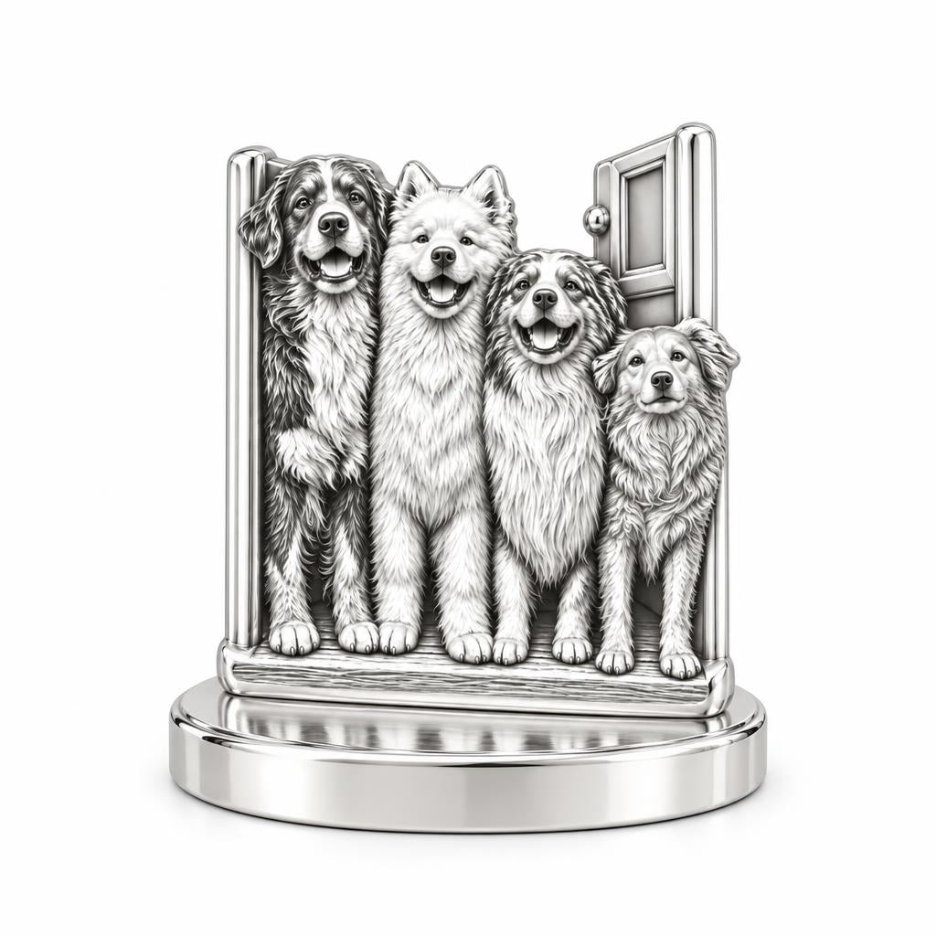Waiting at the Door Keepsake Plaque – silver, front view