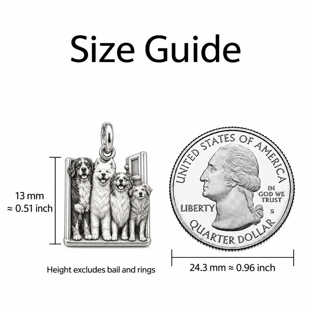 Waiting at the Door Keepsake Plaque – size guide, 13 mm charm next to a quarter