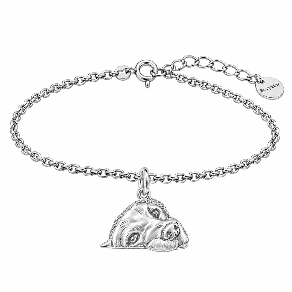 Waiting for You Golden Retriever Charm Bracelet Set – silver, front view