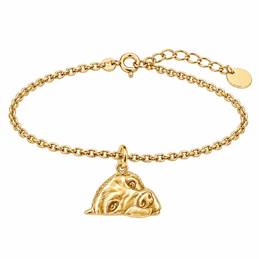 Waiting for You Golden Retriever Charm Bracelet Set – 18K gold, front view