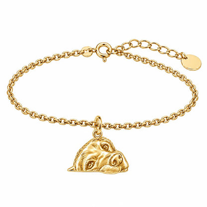 Waiting for You Golden Retriever Charm Bracelet Set – 18K gold, front view