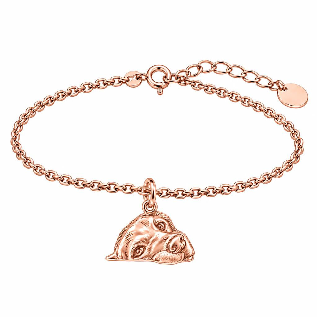 Waiting for You Golden Retriever Charm Bracelet Set – rose gold, front view