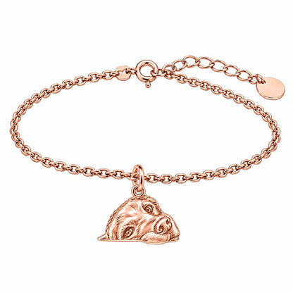 Waiting for You Golden Retriever Charm Bracelet Set – rose gold, front view