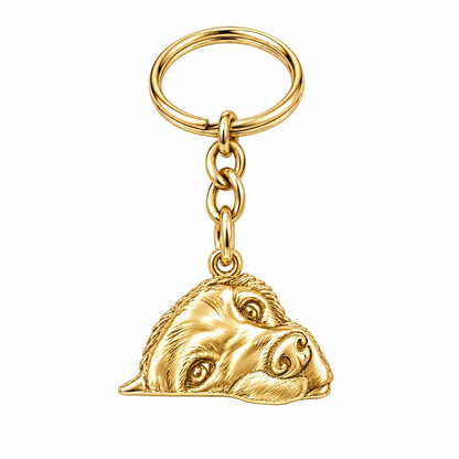 Waiting for You Golden Retriever Charm Keychain – 18K gold, front view