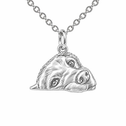Waiting for You Golden Retriever Charm Necklace Set – silver, front view
