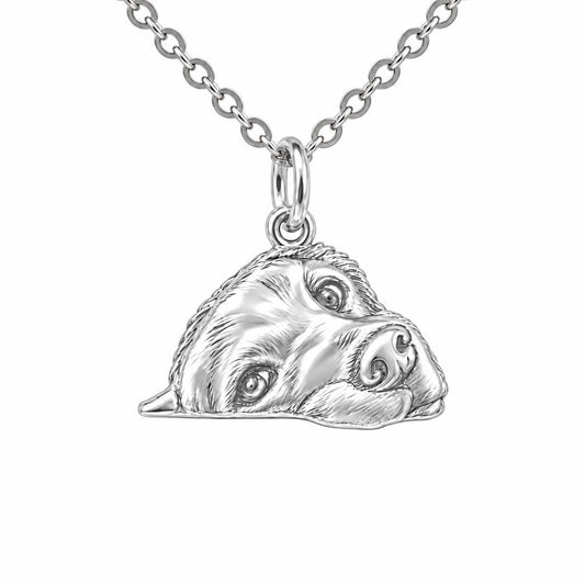 Waiting for You Golden Retriever Charm Necklace Set – silver, front view