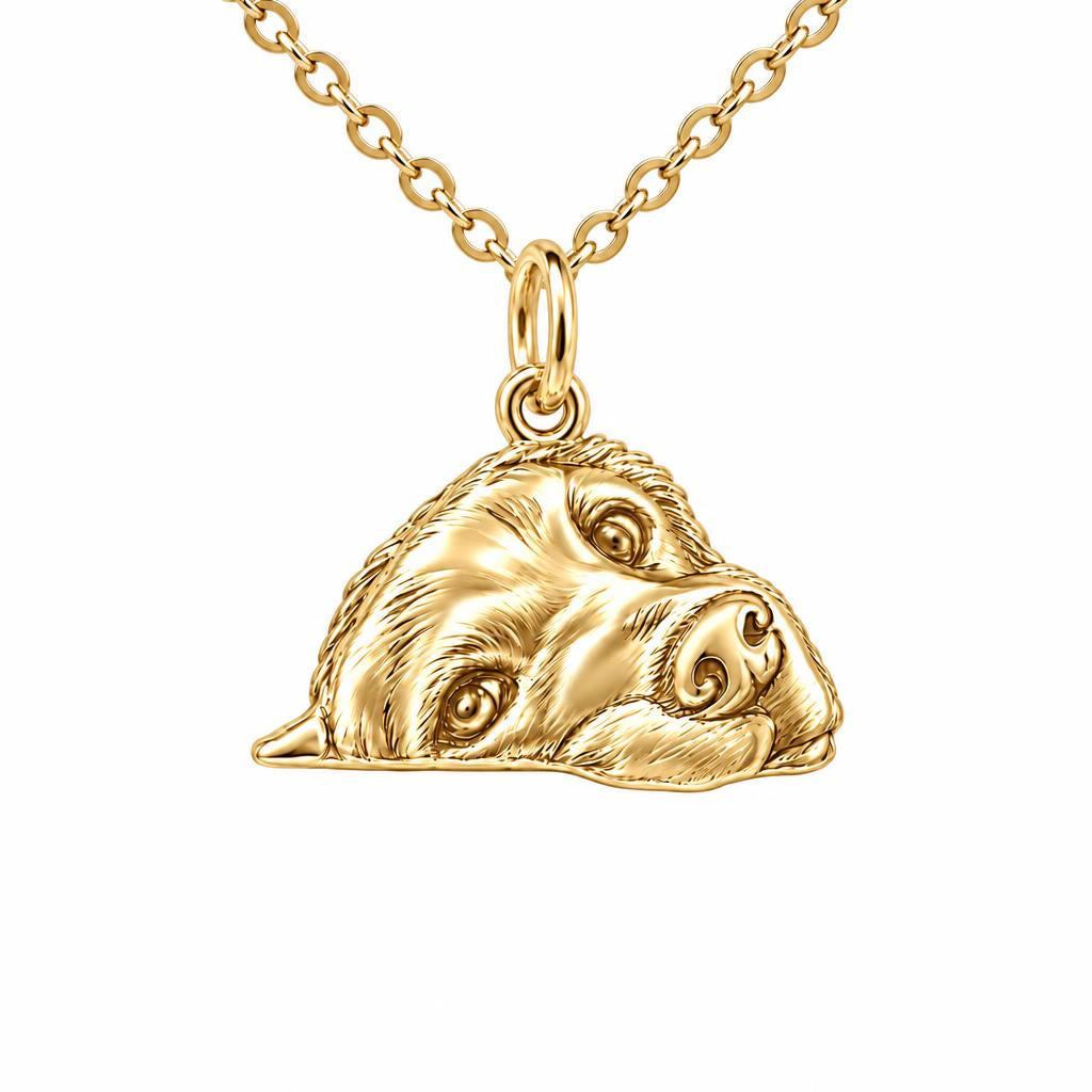 Waiting for You Golden Retriever Charm Necklace Set – 18K gold, front view