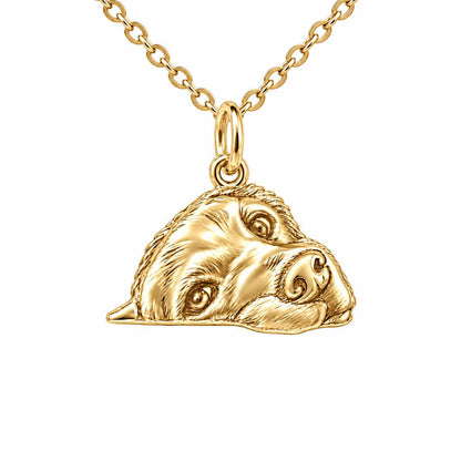 Waiting for You Golden Retriever Charm Necklace Set – 18K gold, front view