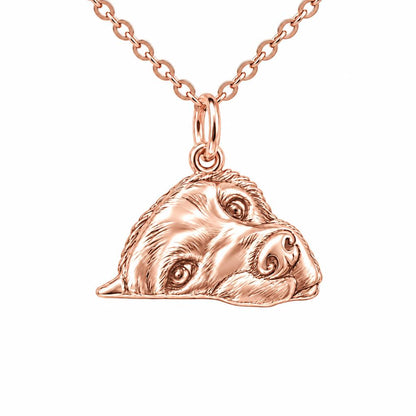 Waiting for You Golden Retriever Charm Necklace Set – rose gold, front view