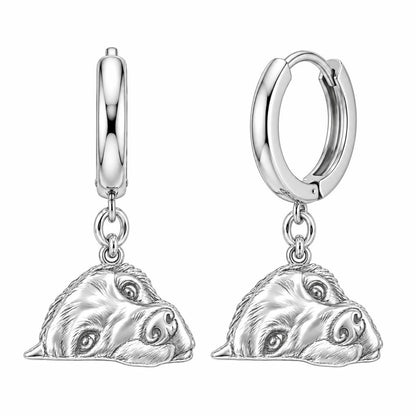 Waiting for You Golden Retriever Huggie Charm Earrings – silver, front view