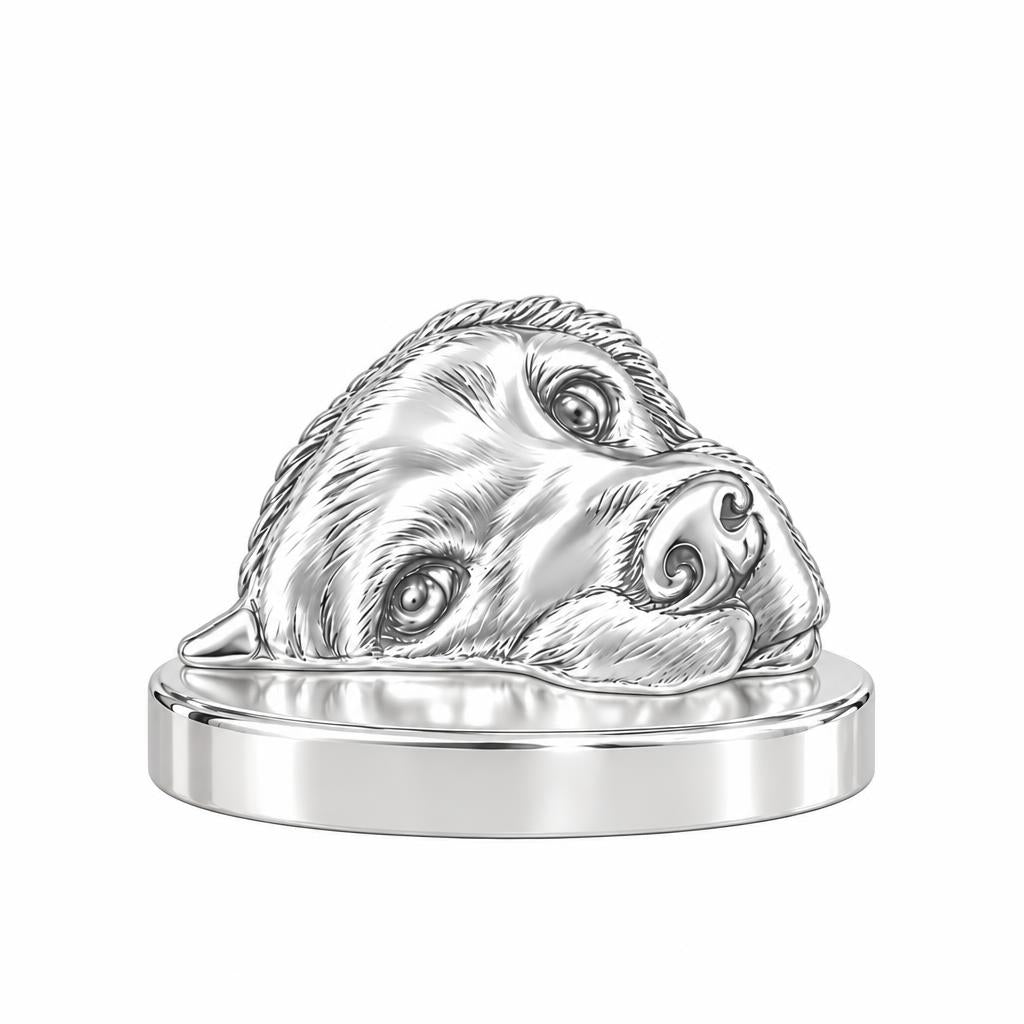 Waiting for You Golden Retriever Keepsake Plaque – silver, front view