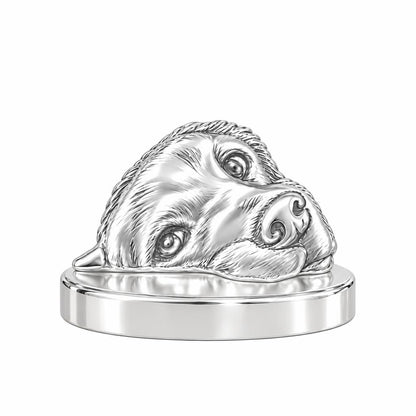 Waiting for You Golden Retriever Keepsake Plaque – silver, front view