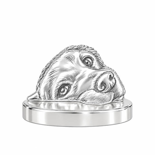 Waiting for You Golden Retriever Keepsake Plaque – silver, front view