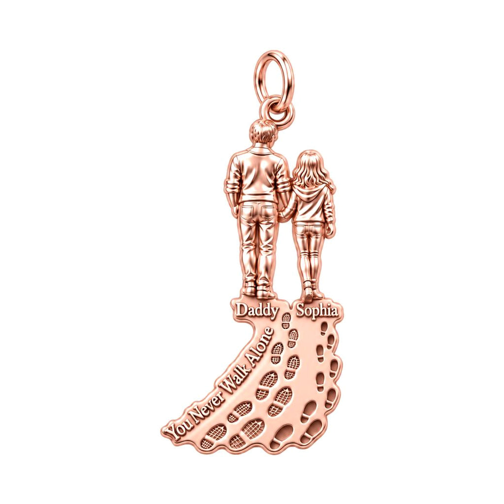 Walk With Me Charm Bracelet – Personalized Dad Gift – rose gold 3 cm charm, front view