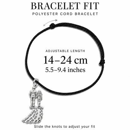 Walk With Me Charm Bracelet – Personalized Dad Gift – adjustable black cord bracelet, 14–24 cm