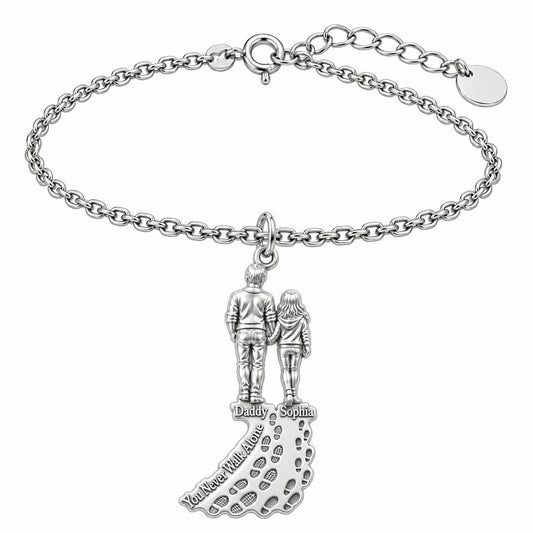 Walk With Me Charm Bracelet Set – silver, front view