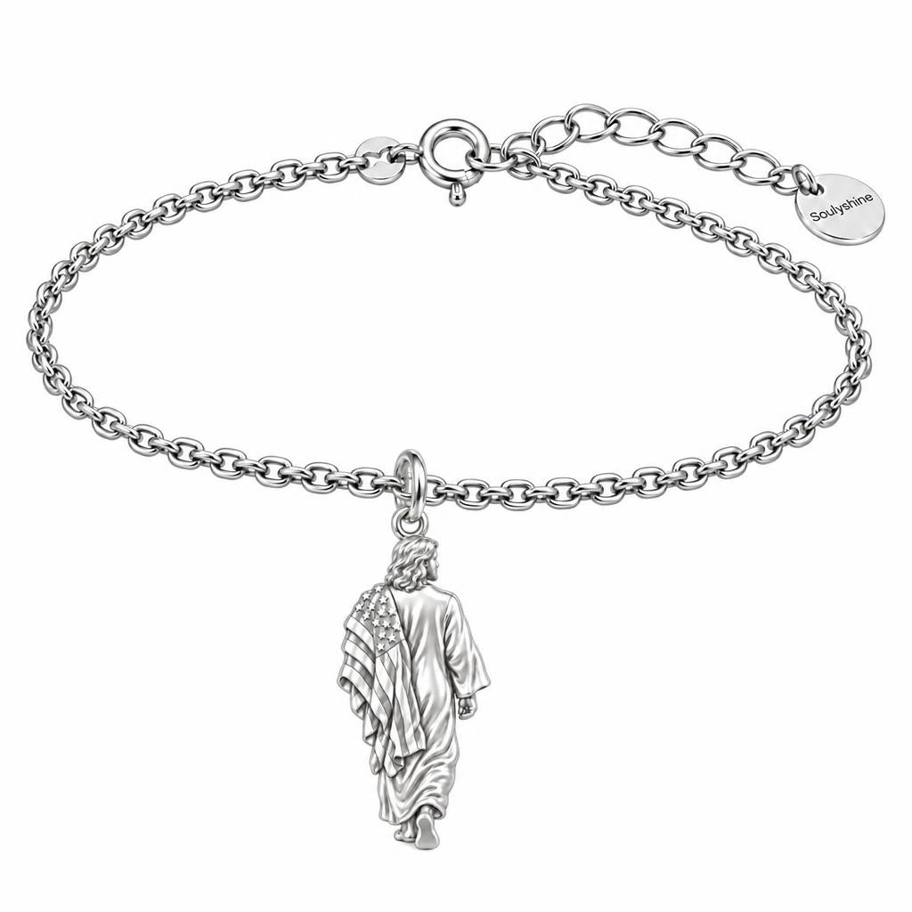 Walking with Faith Charm Bracelet Set – silver, front view