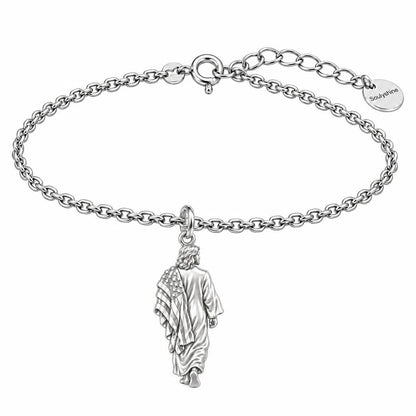Walking with Faith Charm Bracelet Set – silver, front view