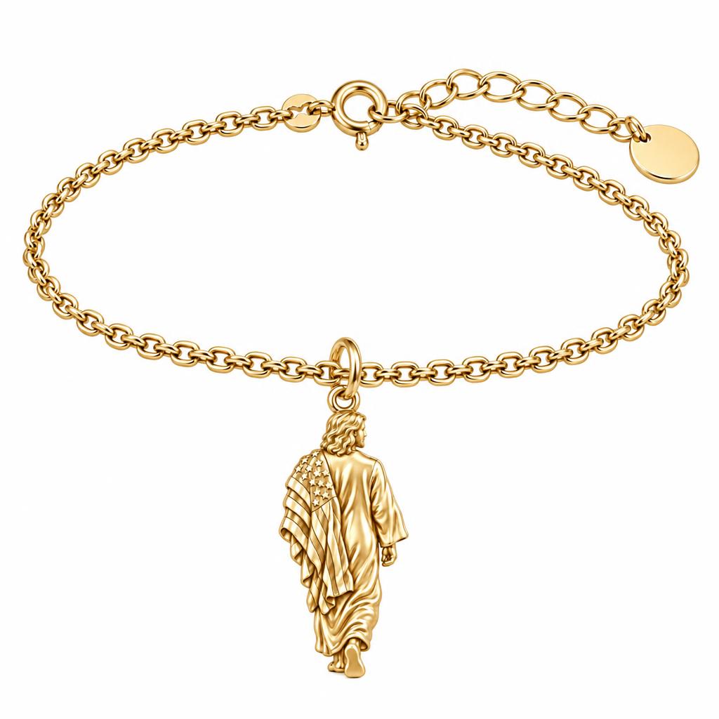 Walking with Faith Charm Bracelet Set – 18K gold, front view