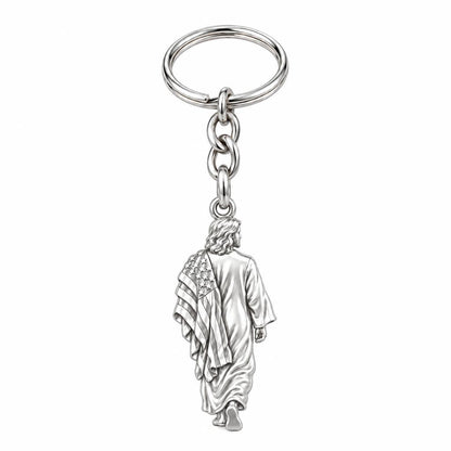 Walking with Faith Charm Keychain – silver, front view