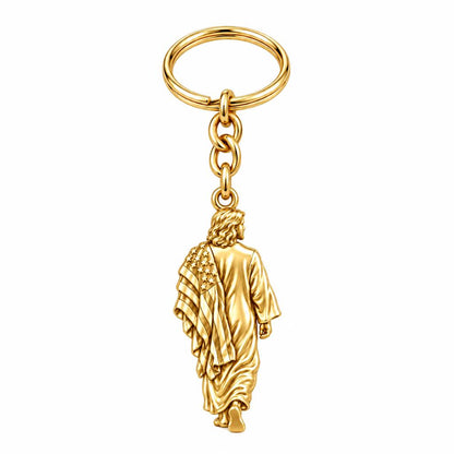 Walking with Faith Charm Keychain – 18K gold, front view