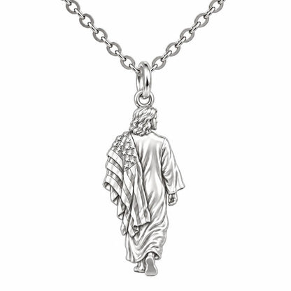 Walking with Faith Charm Necklace Set – silver, front view