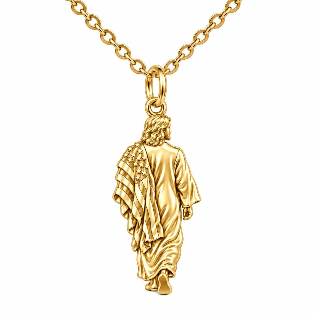 Walking with Faith Charm Necklace Set – 18K gold, front view