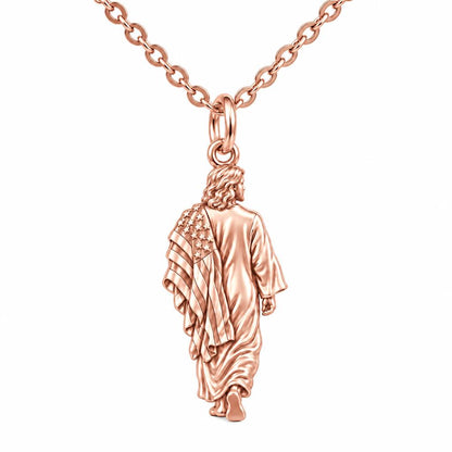 Walking with Faith Charm Necklace Set – rose gold, front view