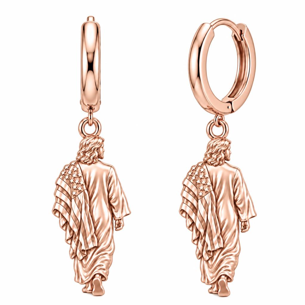 Walking with Faith Huggie Charm Earrings – rose gold, front view