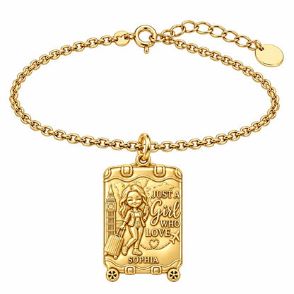Wanderlust Suitcase Journey Charm Bracelet Set – 18K gold, front view