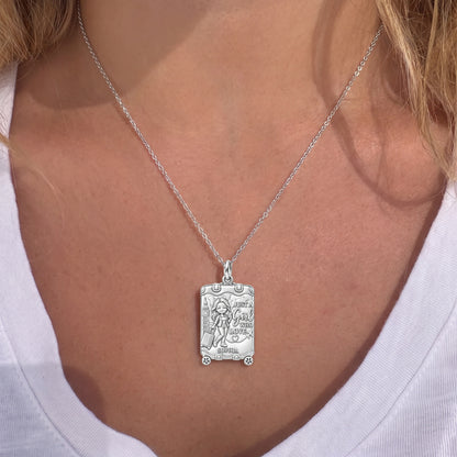 Wanderlust Suitcase Journey Charm Necklace Set – worn / in use