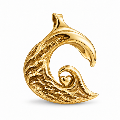 Wave Heart charm in 18K Gold Vermeil finish on white background