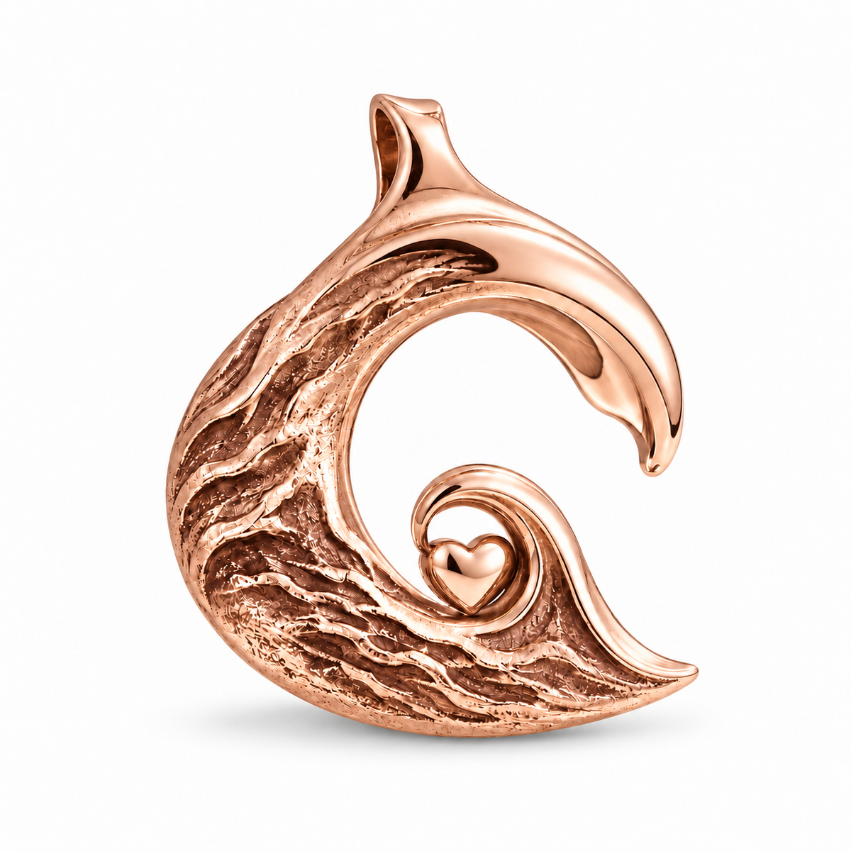 Wave Heart charm in 18K Rose Gold Vermeil finish on white background