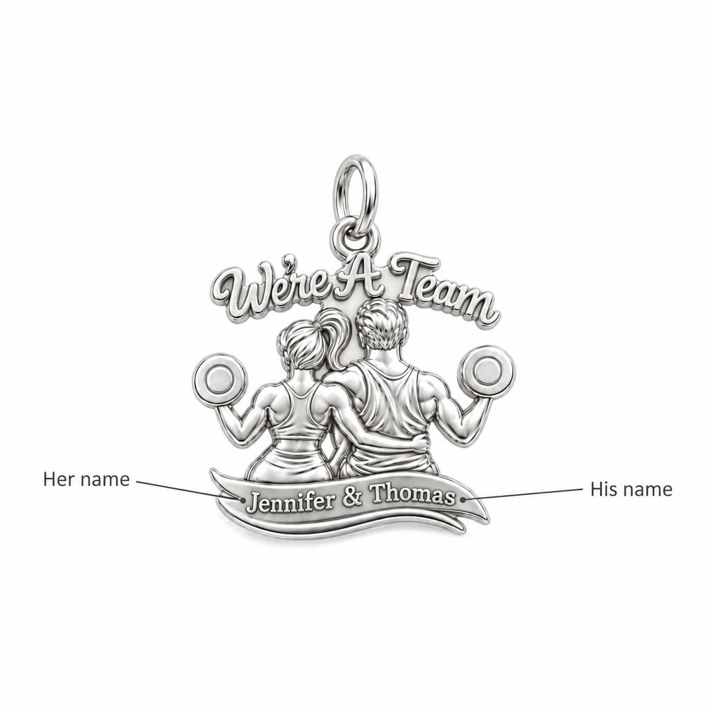 We're A Team Gym Couple Charm Bracelet – Personalized Couple Gift – personalization guide
