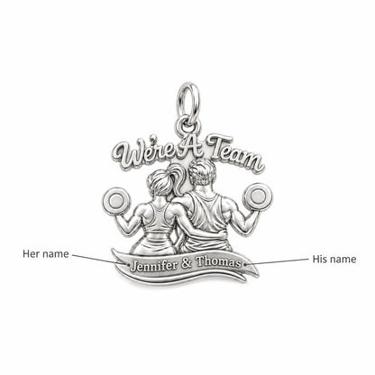 We're A Team Gym Couple Charm Bracelet – Personalized Couple Gift – personalization guide