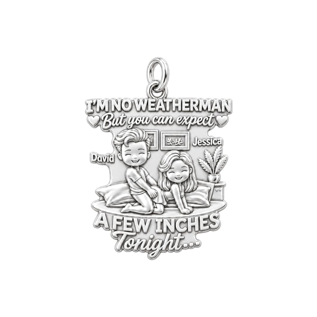 Weatherman Inches Charm Bracelet – Personalized Couple Gift – silver plated 3 cm charm, front view