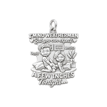 Weatherman Inches Charm Bracelet – Personalized Couple Gift – silver plated 3 cm charm, front view