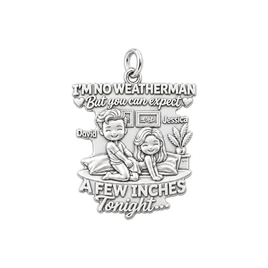 Weatherman Inches Charm Bracelet – Personalized Couple Gift – silver plated 3 cm charm, front view