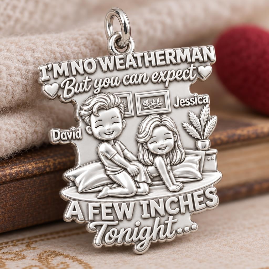 Weatherman Inches Charm Bracelet – Personalized Couple Gift – macro detail of the charm