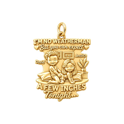 Weatherman Inches Charm Bracelet – Personalized Couple Gift – 18K gold plated 3 cm charm, front view