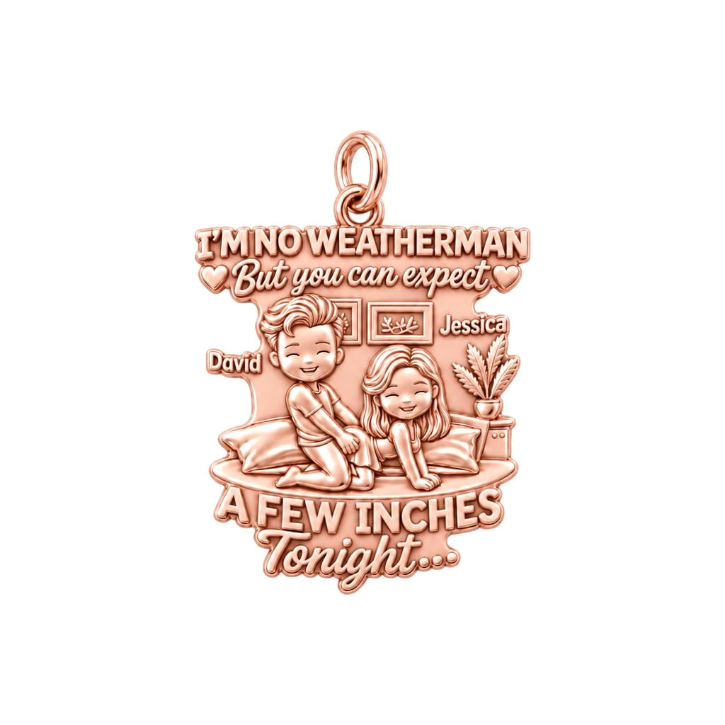 Weatherman Inches Charm Bracelet – Personalized Couple Gift – rose gold 3 cm charm, front view