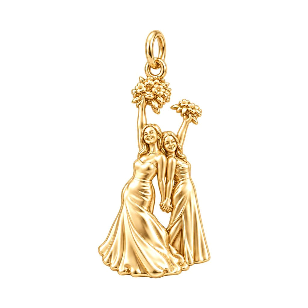 Wedding Best Friends Charm Bracelet – Personalized Bestie Gift – 18K gold charm, front view