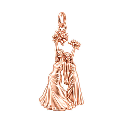 Wedding Best Friends Charm Bracelet – Personalized Bestie Gift – rose gold charm, front view