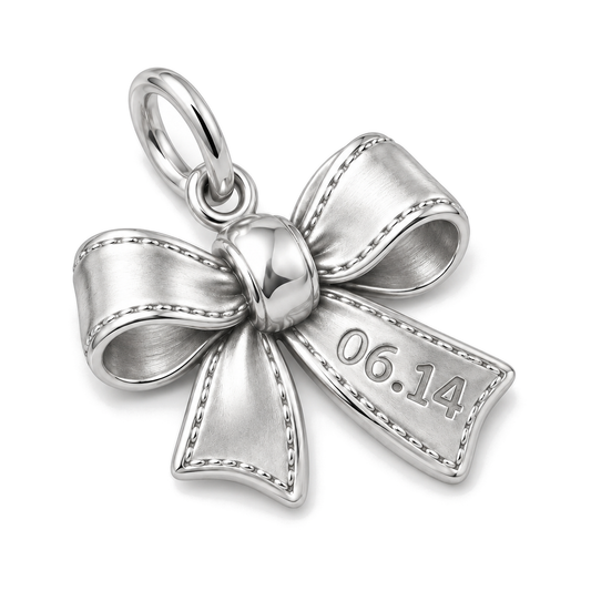 Wedding Bow Charm — Silver Super Macro | charm-topics-remaining-444-2026-09-14 | topic-065