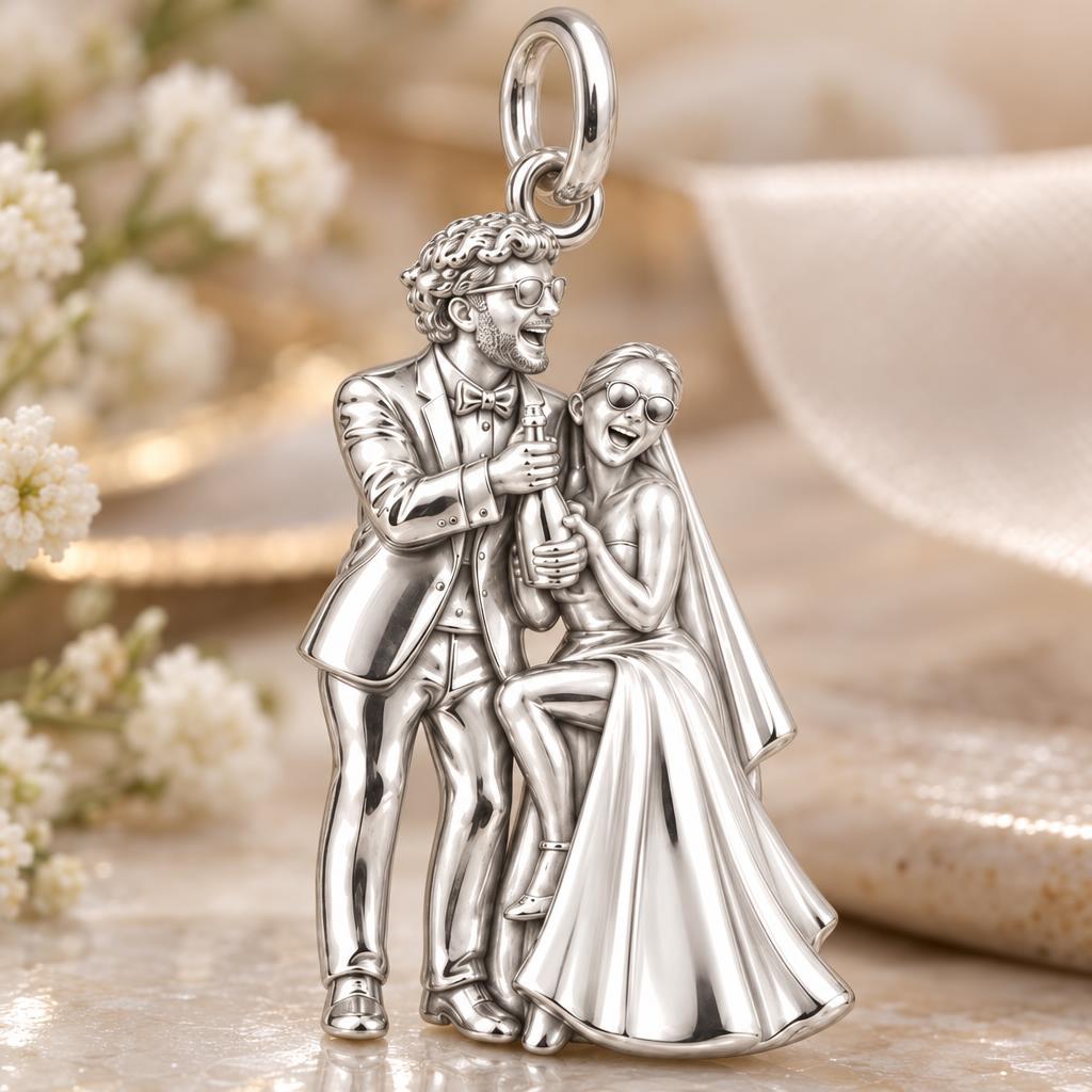 Wedding Celebration Charm Bracelet – Personalized Couple Gift – macro detail of the charm